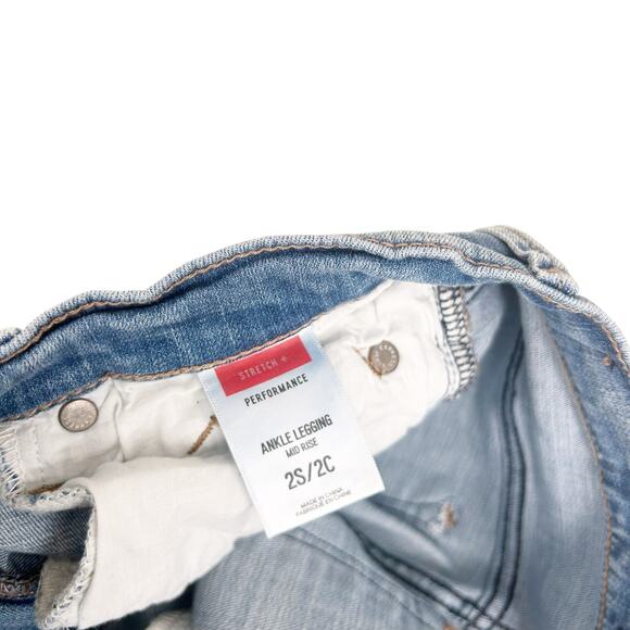 Express Distressed Mid Rise Ankle Legging Jeans Sz 2S - Picture 3 of 7